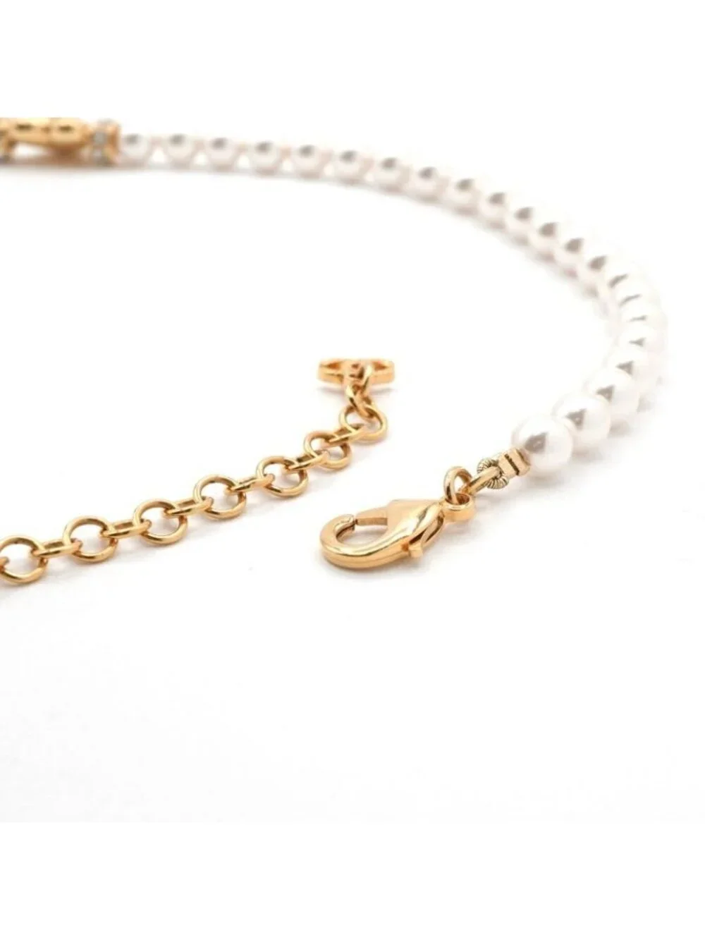 Chanel Choker White Gold Heart Coco Mark Rhinestone